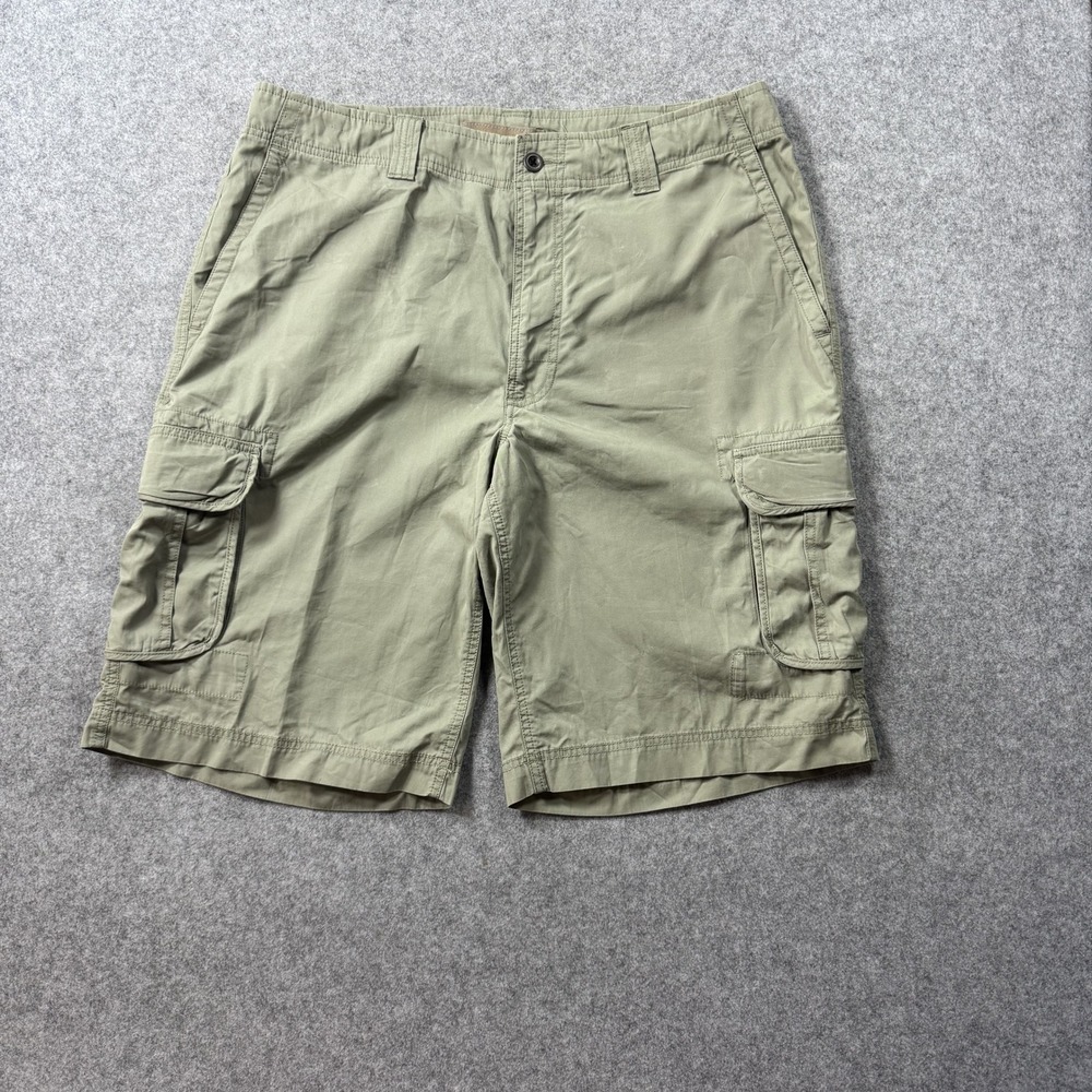 Roundtree & Yorke Cargo Shorts 38x12 Khaki Green 100% Cotton Utility Pocket